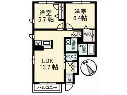シャーメゾン カーザ・フェリース(2LDK/1階)の間取り写真