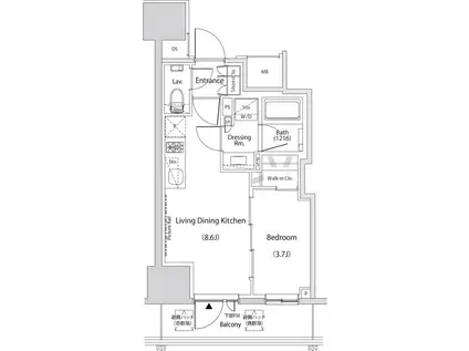 ザ・パークハビオ新中野(1LDK/7階)の間取り写真