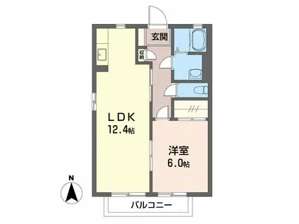 シャーメゾンきららB(1LDK/1階)の間取り写真