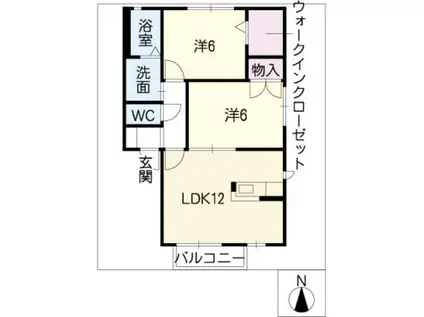 ドミールゆうひがおかC棟(2LDK/1階)の間取り写真
