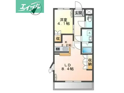 ベルフォーレ(1LDK/2階)の間取り写真