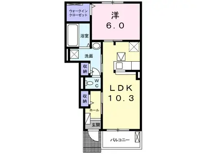 ルタンパークA(1LDK/1階)の間取り写真