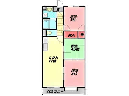 ブランドールMIII(3LDK/4階)の間取り写真
