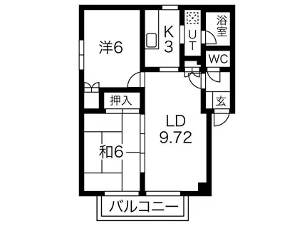 シームリーハイツ(2LDK/3階)の間取り写真
