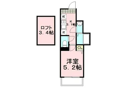 メルディア多摩美(1K/2階)の間取り写真