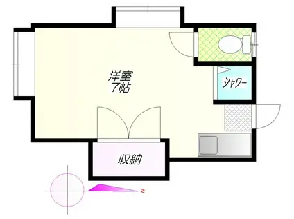 パンセA(ワンルーム/1階)の間取り写真