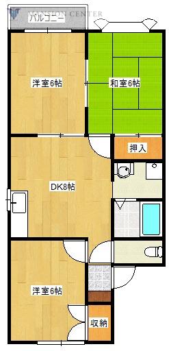 パステルクラブ(3DK/2階)の間取り写真