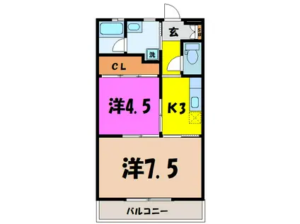 ブレーンハイム柴山(2K/6階)の間取り写真