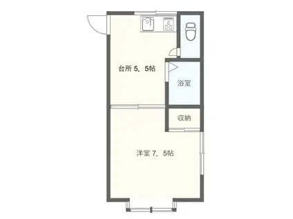 ベリーズ舘向(1K/2階)の間取り写真