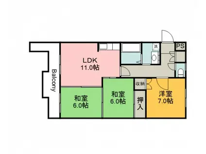 住吉コーポ(3LDK/2階)の間取り写真