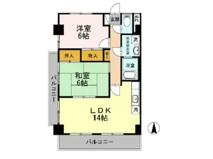 フリーダム光が丘II(2LDK/4階)の間取り写真