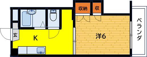 メゾン由(1K/2階)の間取り写真