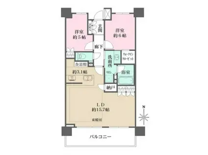 ザ・パークハウス上野池之端レジデンス(2LDK/7階)の間取り写真