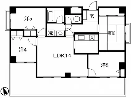 ライオンズマンション牛田東(4LDK/5階)の間取り写真