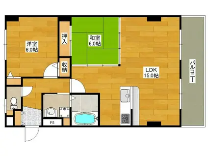 千里泉マンションI(2LDK/4階)の間取り写真