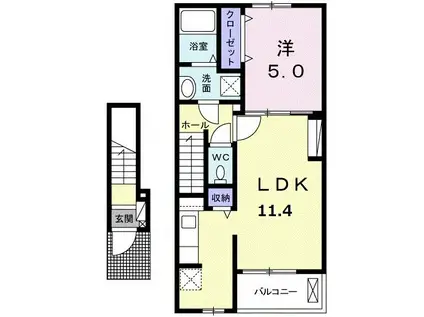 ルナ ヒルズ(1LDK/2階)の間取り写真