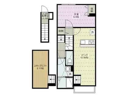 OLD VALLEY (1LDK/2階)の間取り写真