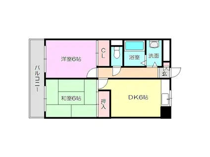 フローライト豊里1(2DK/2階)の間取り写真