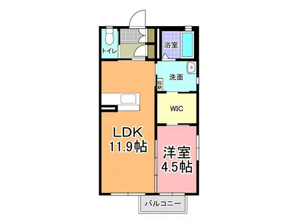 シアン堀(1LDK/2階)の間取り写真