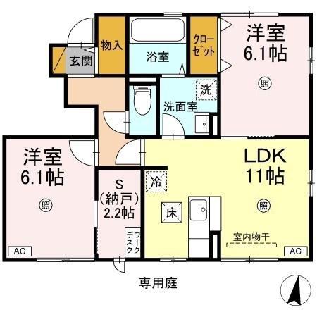 グリーンヴィラガーデン(2LDK/1階)の間取り写真