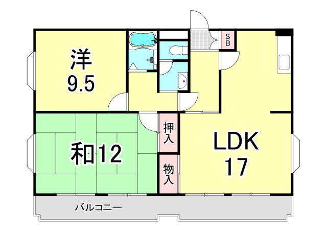 ロータリビルド西宮(2LDK/3階)の間取り写真