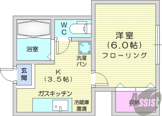 ブリティッシュヒルズ(1K/1階)の間取り写真