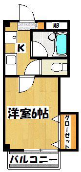 シャルマン南越谷(1K/2階)の間取り写真