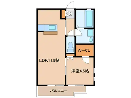 インフィニティ富沢壱番館(1LDK/2階)の間取り写真