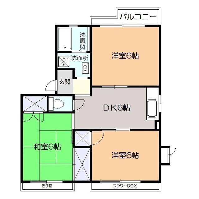 サンモールC(3DK/2階)の間取り写真