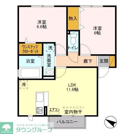 フェリーチェD(2LDK/2階)の間取り写真