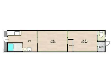 横堤ハイツ(2DK/1階)の間取り写真