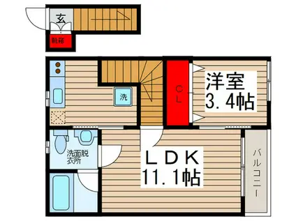 ハイツナルシス(1LDK/2階)の間取り写真