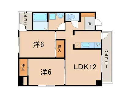 ラシェール追分(2LDK/5階)の間取り写真