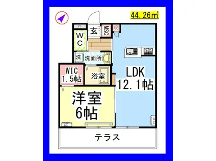 AF グレイスコート(1LDK/1階)の間取り写真
