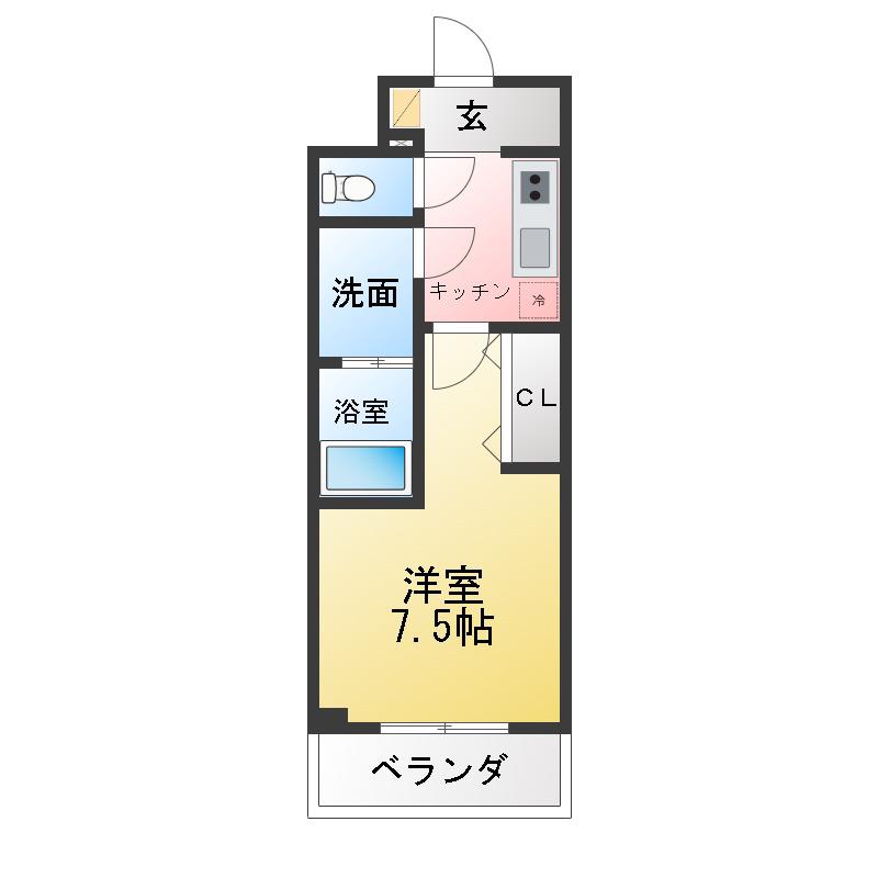 S-RESIDENCE四日市駅前COULEUR(1K/14階)の間取り写真