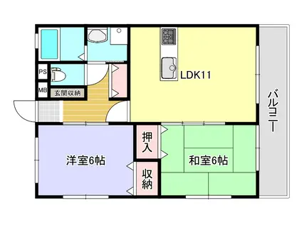 ランベストコート藤野(2LDK/1階)の間取り写真