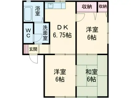 ディアス楢津(3DK/2階)の間取り写真