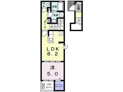 ルーベル宇多津IIC(1LDK/2階)の間取り写真