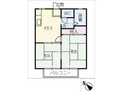 ゾンネハイムⅠ号棟(2K/1階)の間取り写真