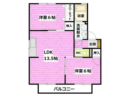 セジュール宮川(2LDK/1階)の間取り写真