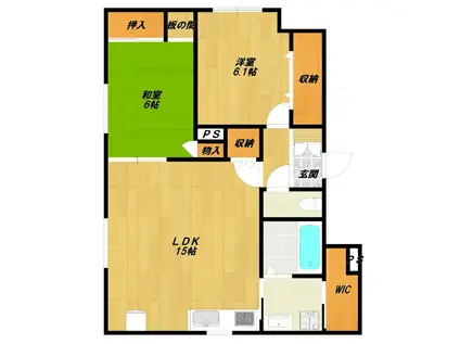 グランメール 徳(2LDK/1階)の間取り写真