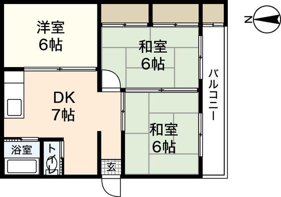 大原マンション(3DK/1階)の間取り写真
