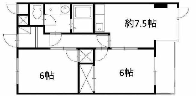 カノークススリーSマンション(2DK/3階)の間取り写真