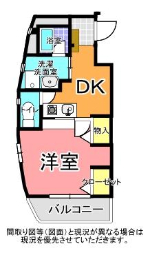 ロフォス新荘(1DK/4階)の間取り写真