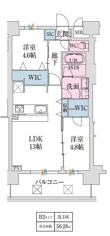 スプランディッド難波VII(2LDK/9階)の間取り写真