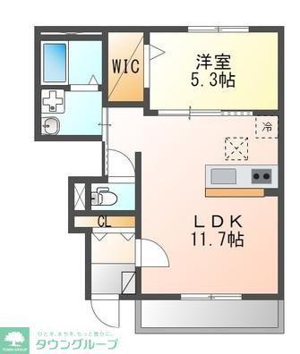 リバーテラス田名(1LDK/1階)の間取り写真