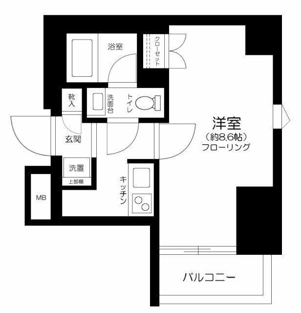 LIVE CASA 両国II(1K/6階)の間取り写真