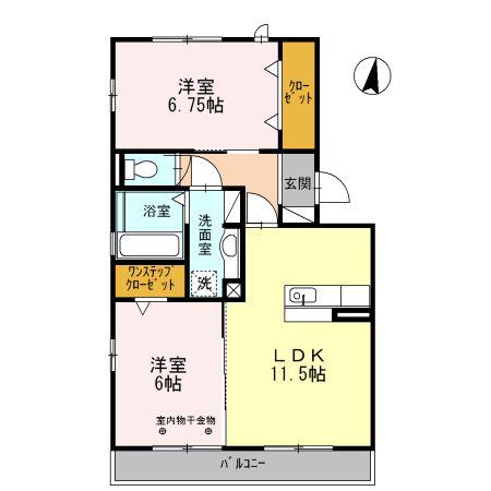 サンライズ末広(2LDK/2階)の間取り写真
