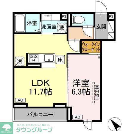 D PAINA 登戸II(1LDK/1階)の間取り写真