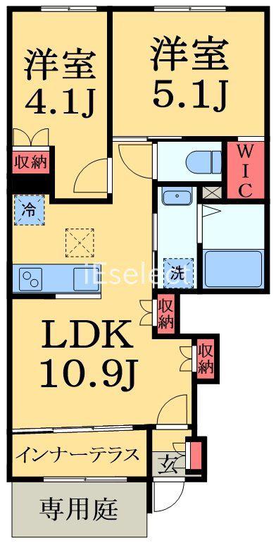 レサンス八街(2LDK/1階)の間取り写真